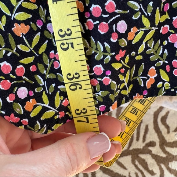 J Jill Sleeveless Black Floral Berry 1/4 Button Casual Midi Dress M Boho Easter - Picture 9 of 9